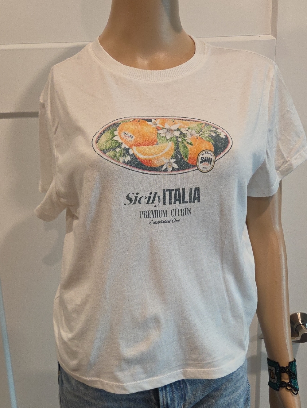 H&M White Graphic Citrus Tee